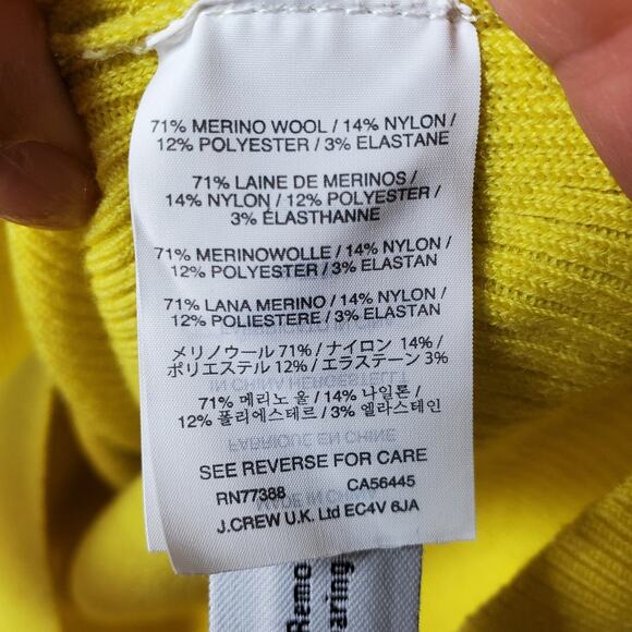 Women J Crew Ribbed Yellow Merino Wool Crewneck Sweater XL Preppy Outdoors - Picture 3 of 8